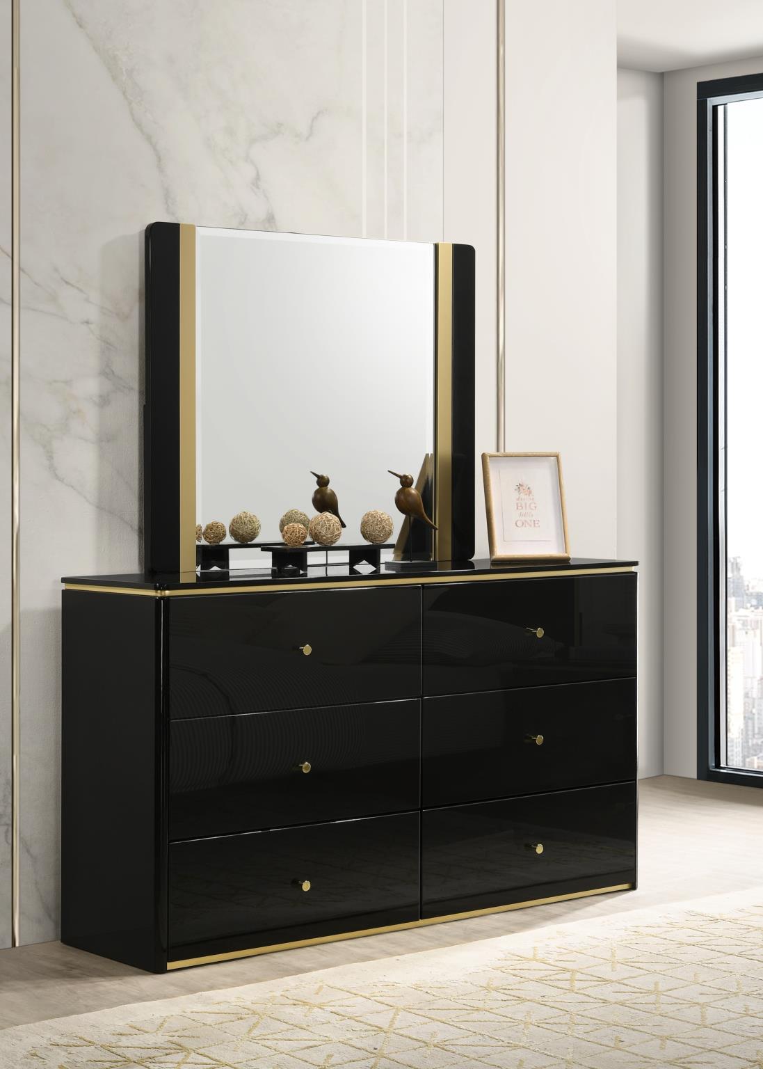 Black & Gold Line Bedroom Collection