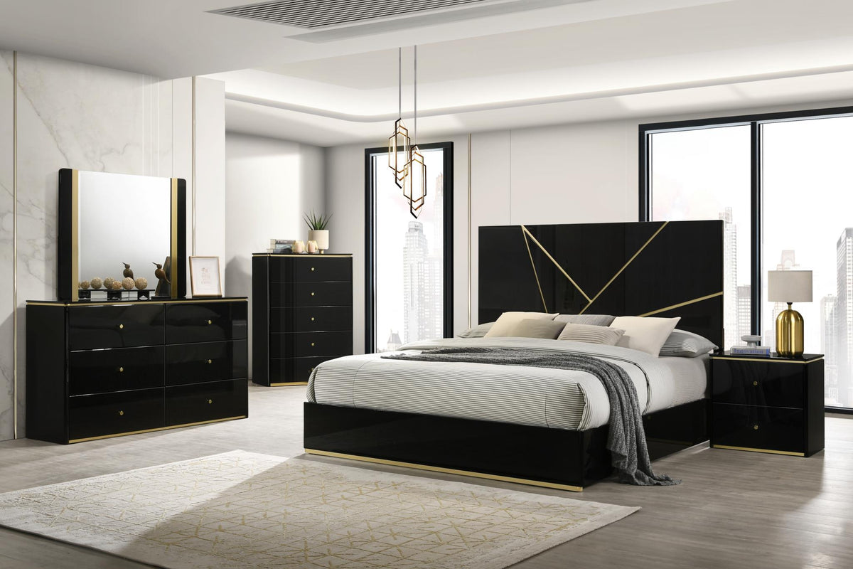 Black & Gold Line Bedroom Collection