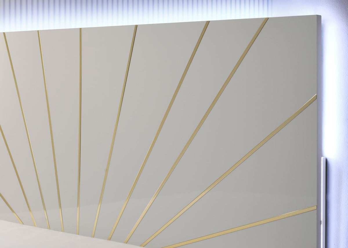 White & Gold Line LED Bedroom Collection