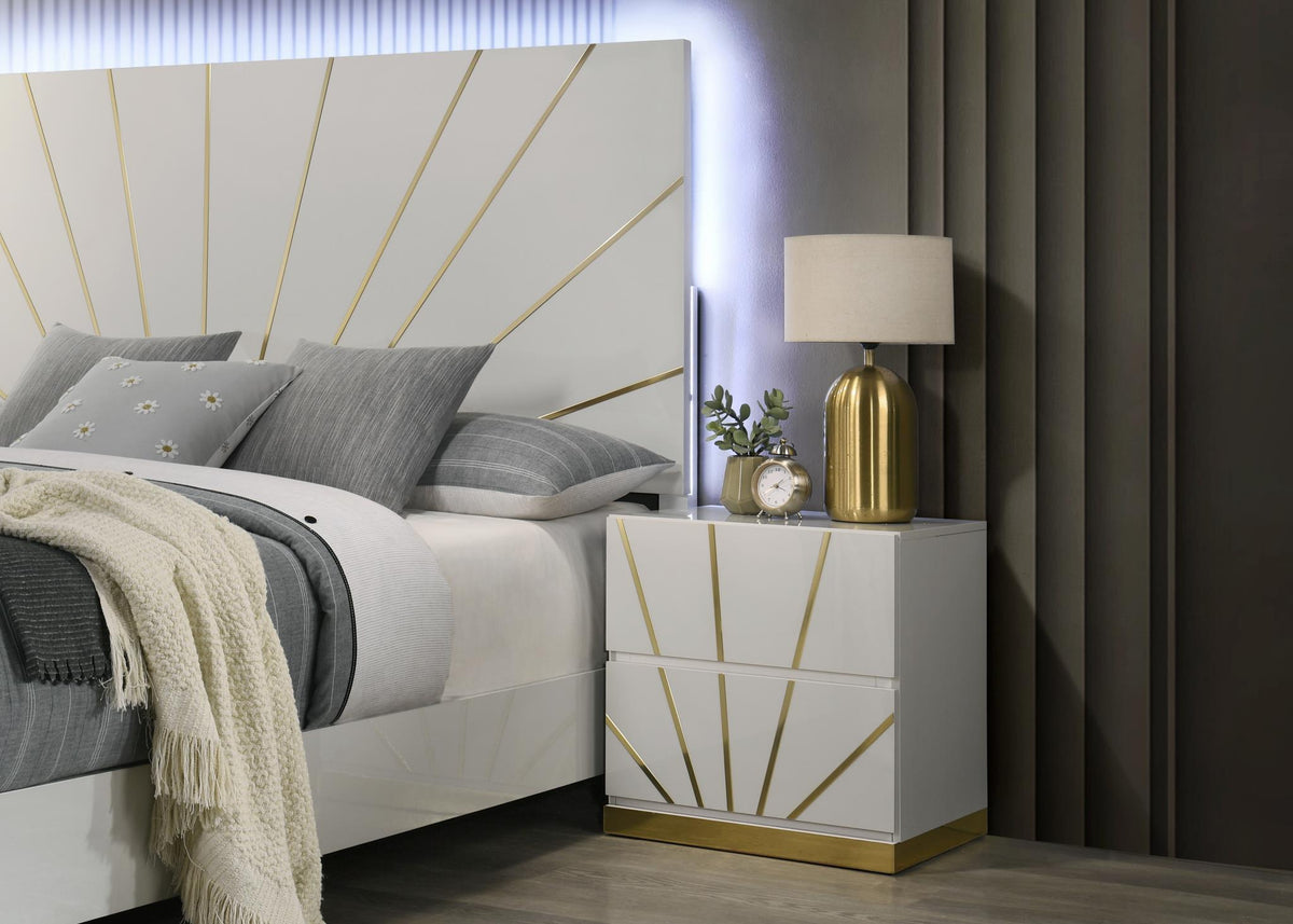 White & Gold Line LED Bedroom Collection