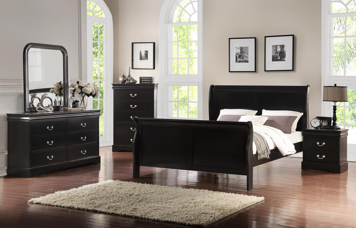 Black Sleigh Bed Collection (Twin to King)