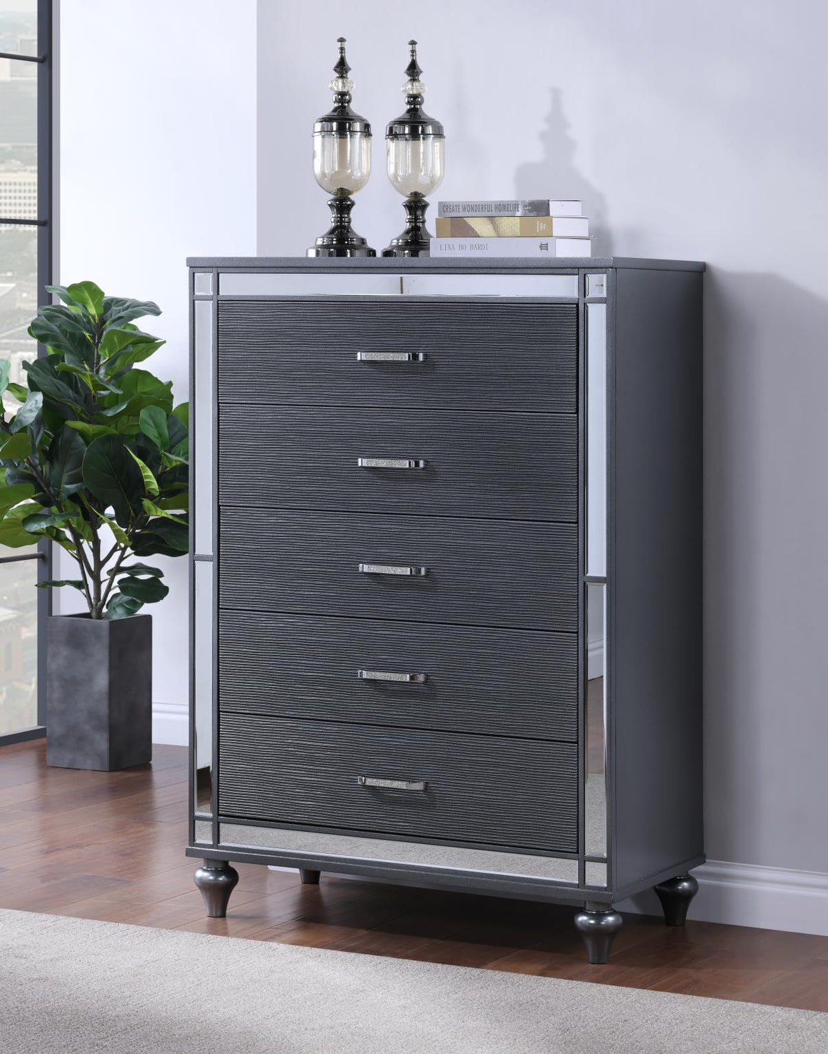 Charcoal Gloss LED Bedroom Collection