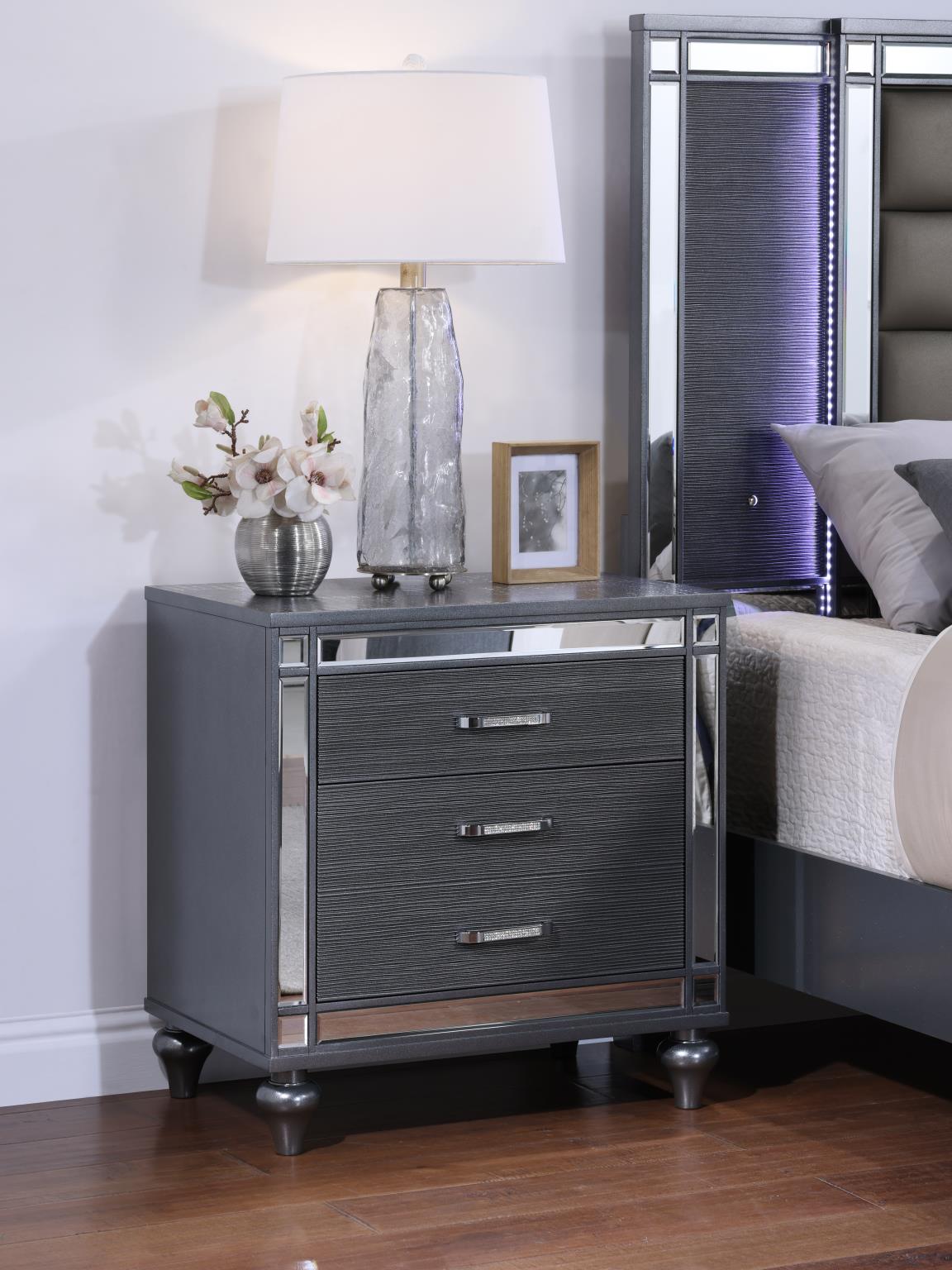 Charcoal Gloss LED Bedroom Collection