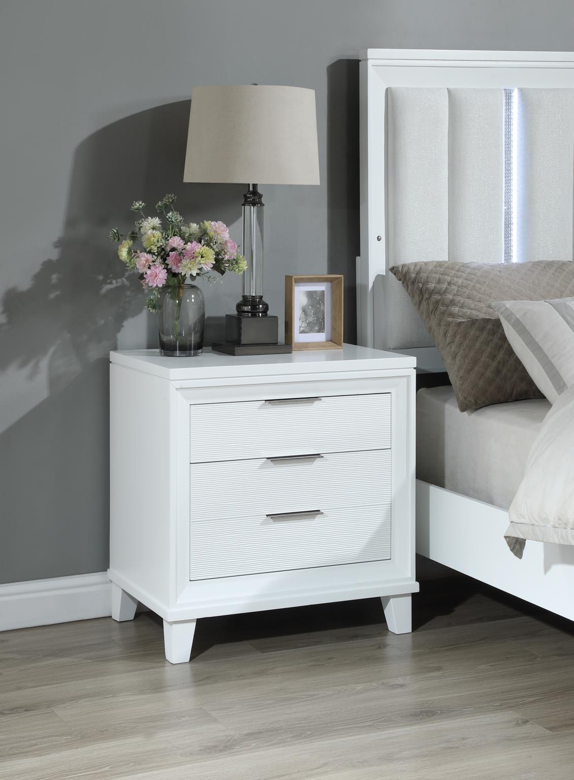 White LED Bed & Bedroom Group