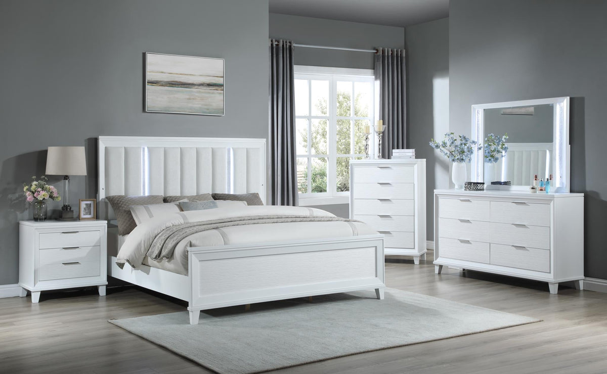 White LED Bed & Bedroom Group