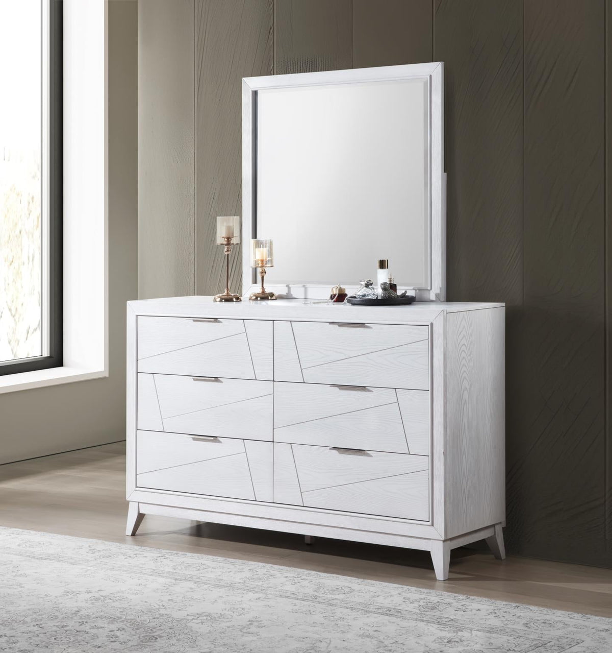 Antique White LED Bedroom Collection
