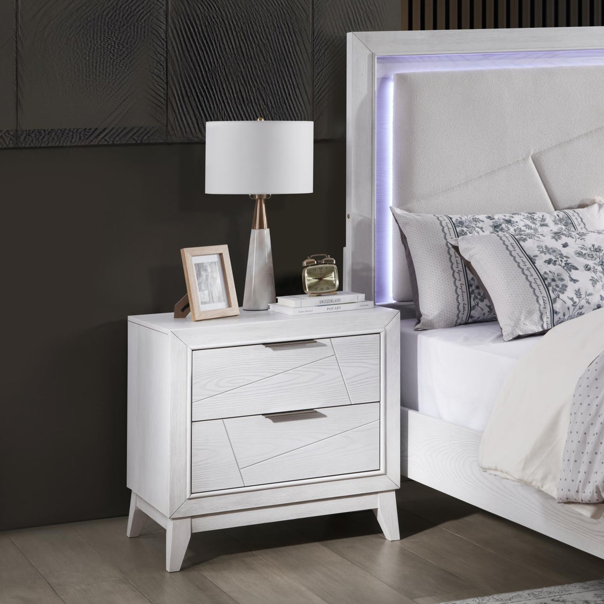 Antique White LED Bedroom Collection