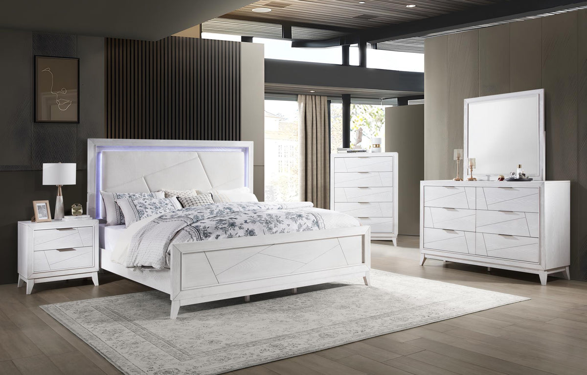 Antique White LED Bedroom Collection