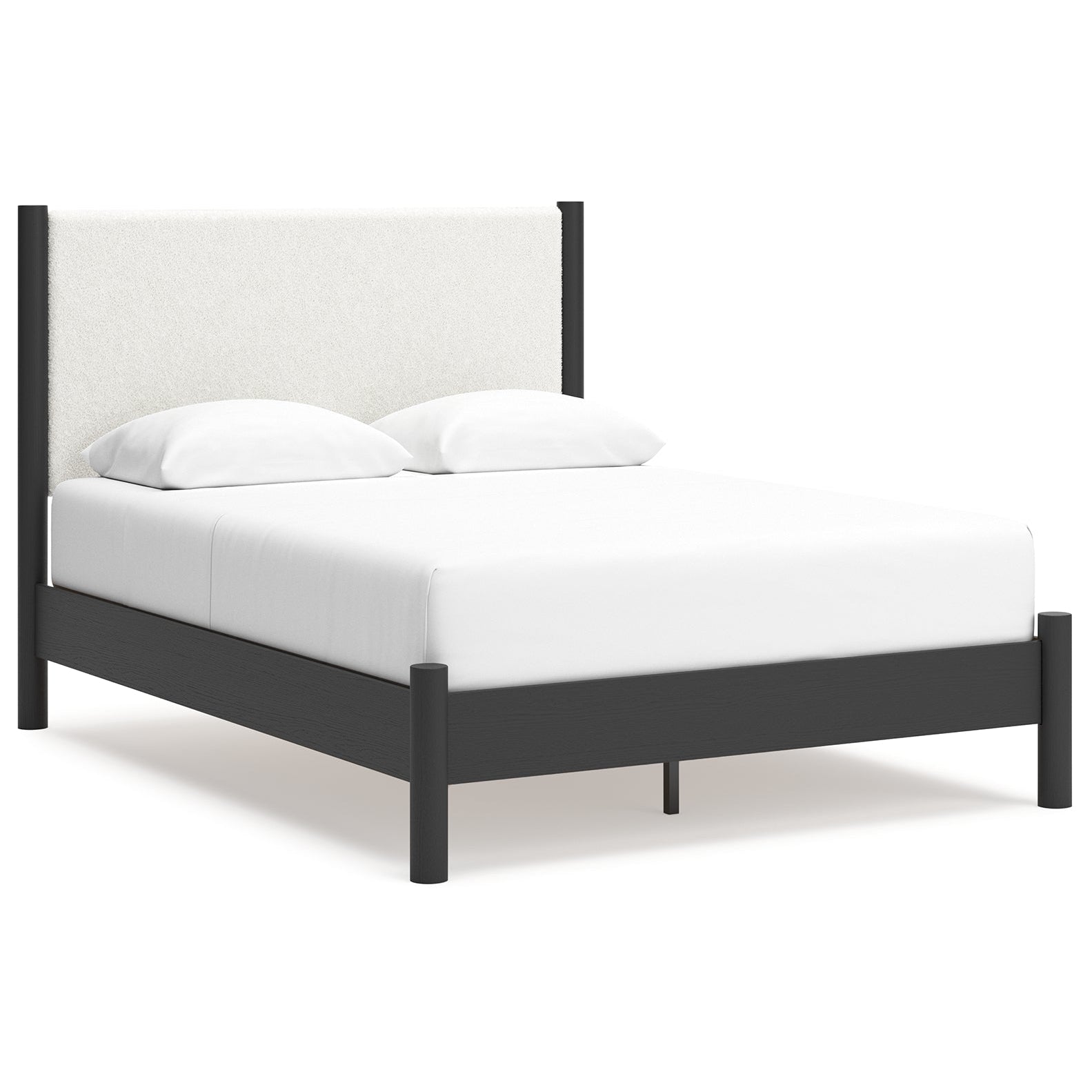 Cadmori Queen Upholstered Panel Bed, Dresser, Mirror, Chest and Nightstand