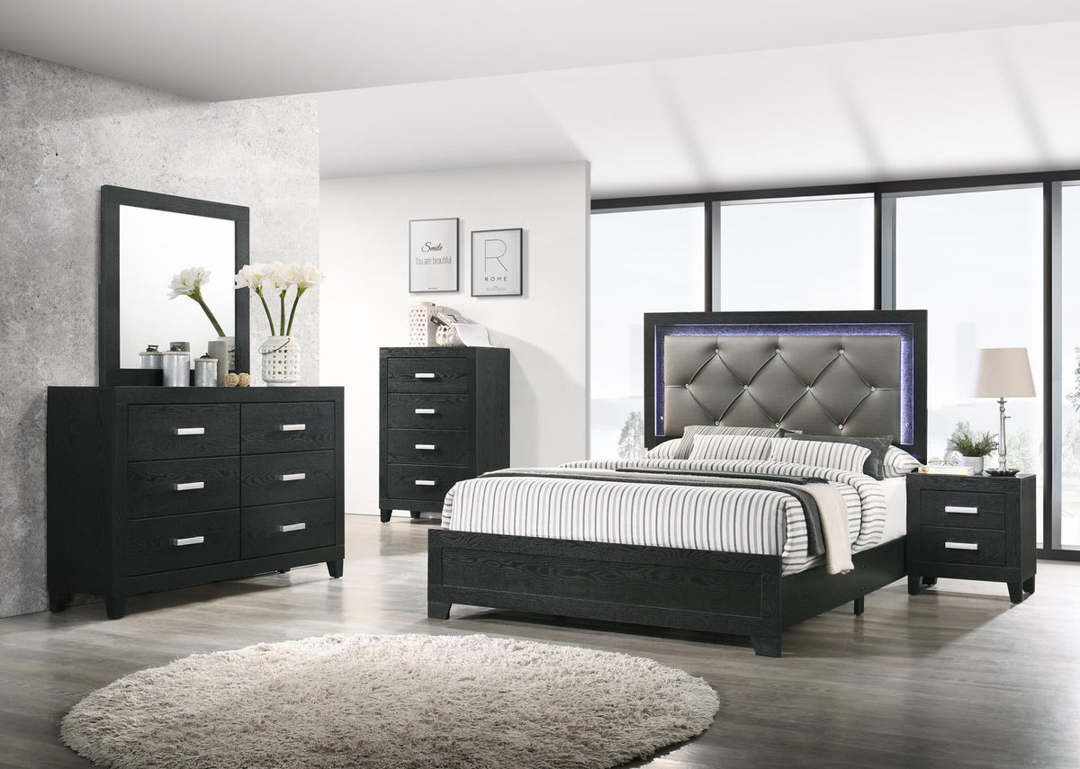 Black LED Twin Bed & Bedroom Pieces