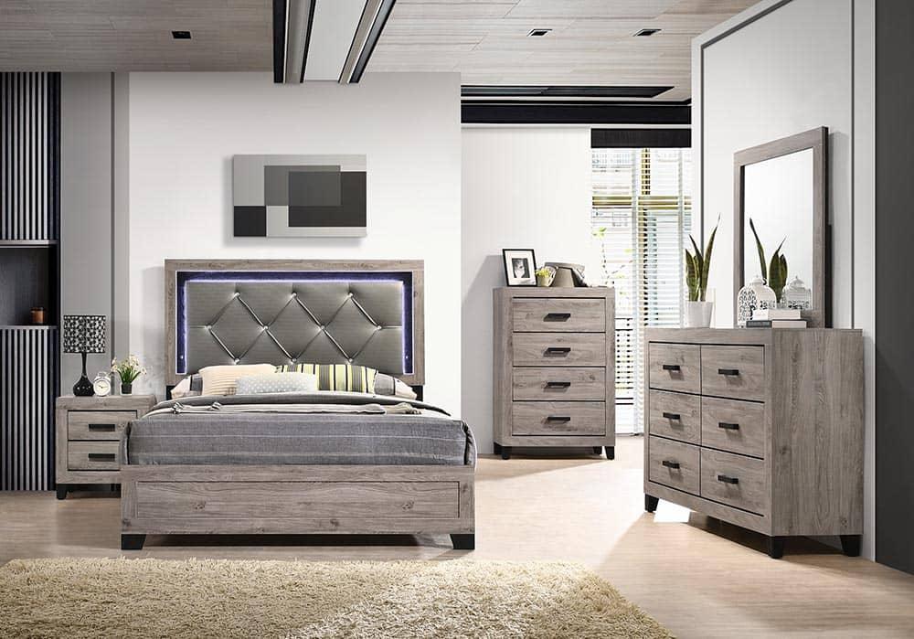 White Wash LED Bedroom Collection (Twin to King)