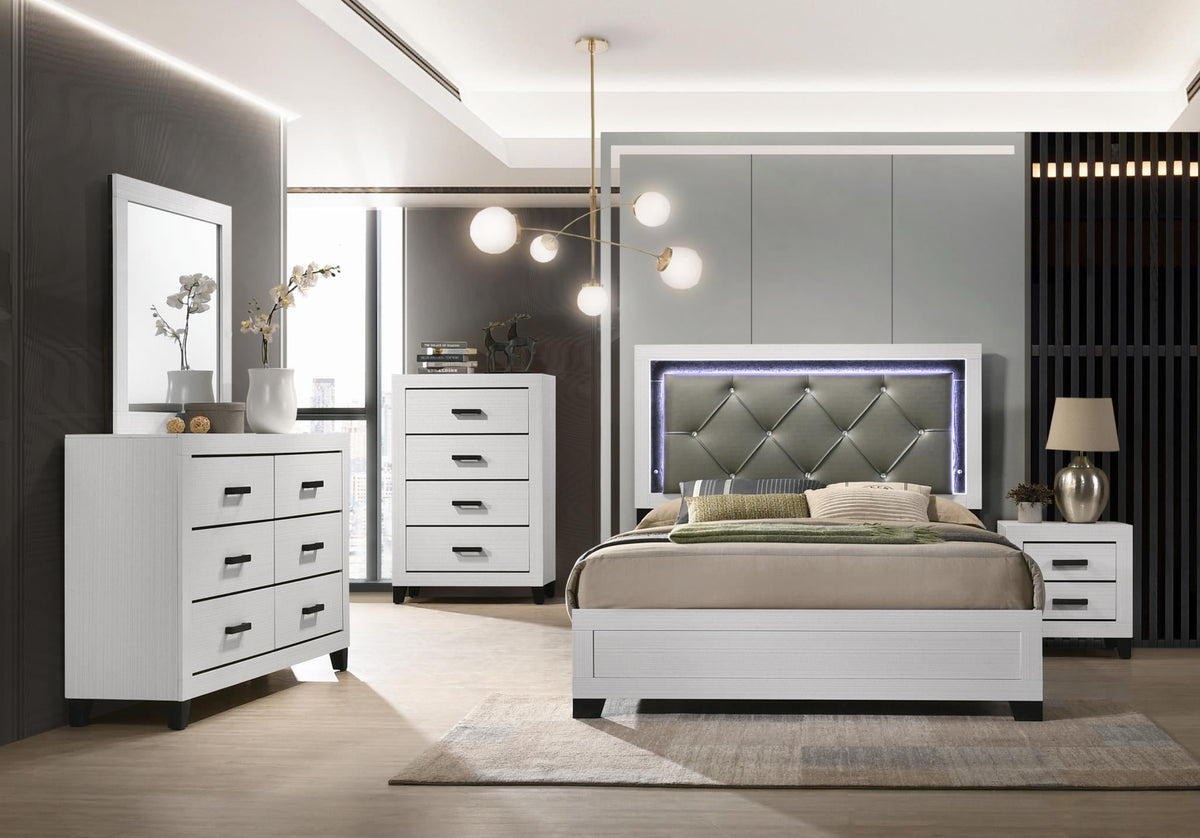 White Mirror, Chest & Nightstand Set