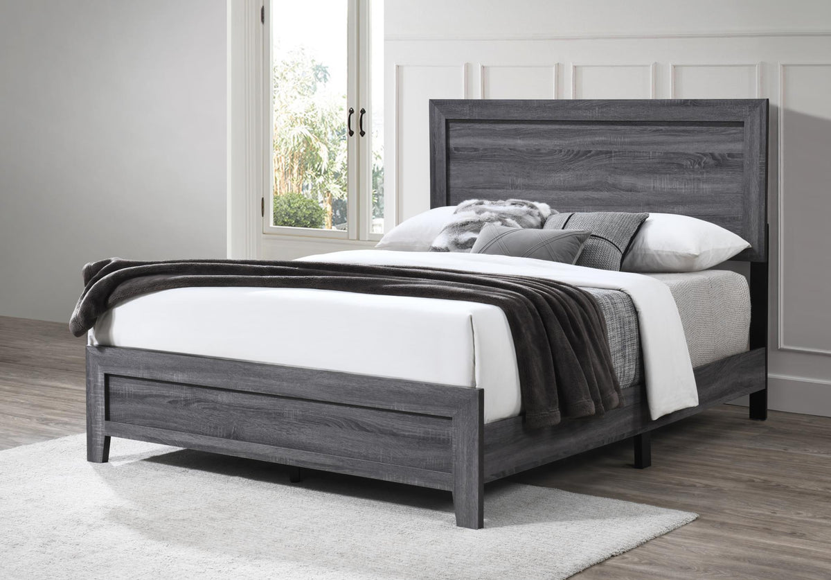 Dark Gray King Bed, Dresser & Mirror