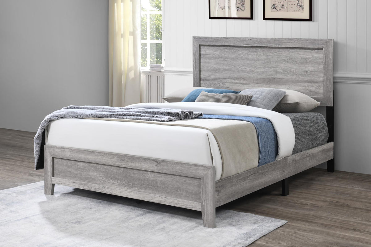Gray Wash King Bed, Mirror & Nightstand