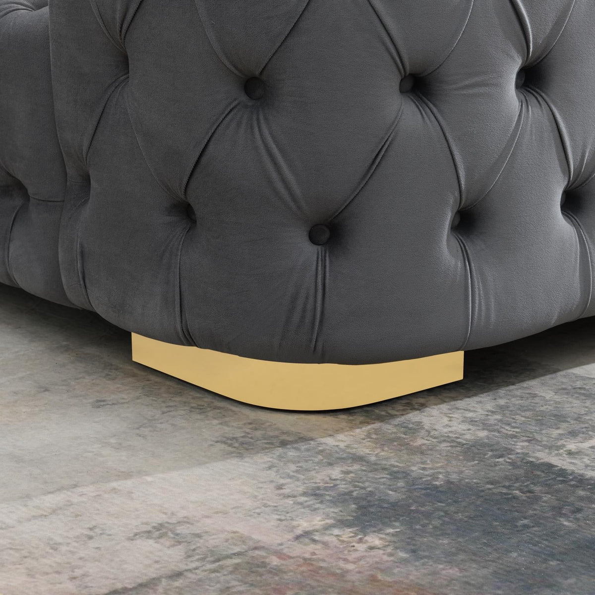 Gray Velvet Bed with Fireplace, TV Mount & Bluetooth