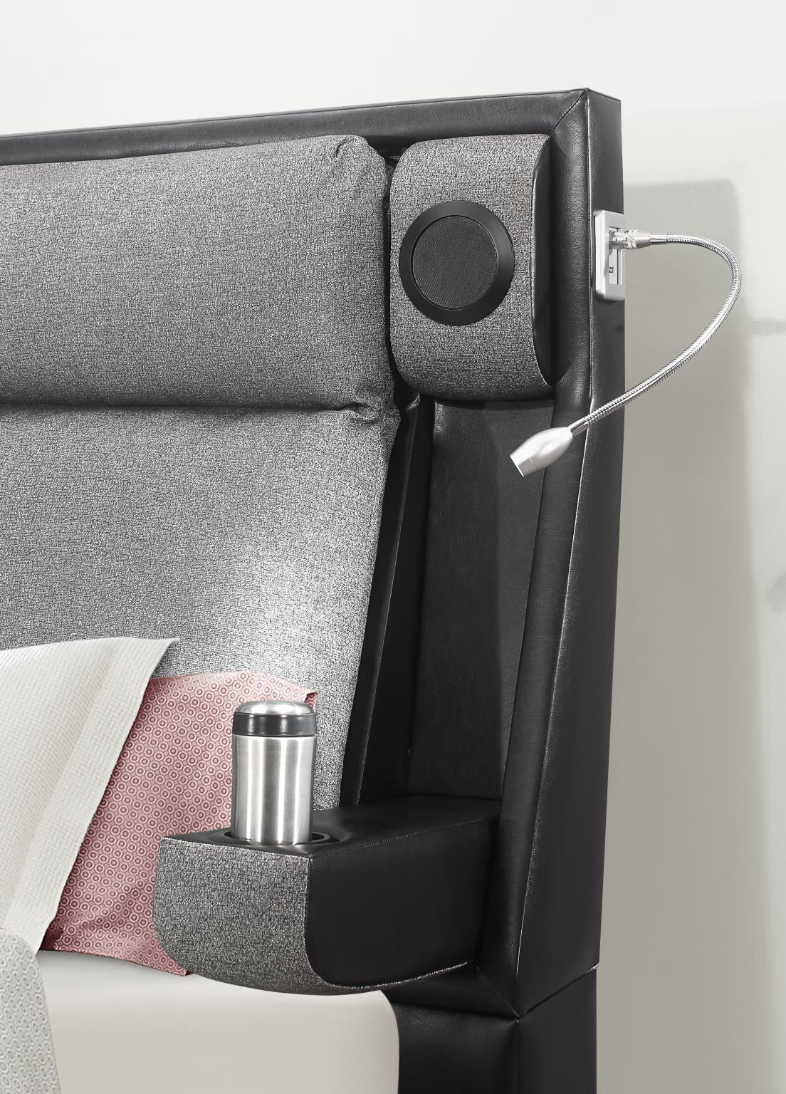 Black Bluetooth Upholstered Bed