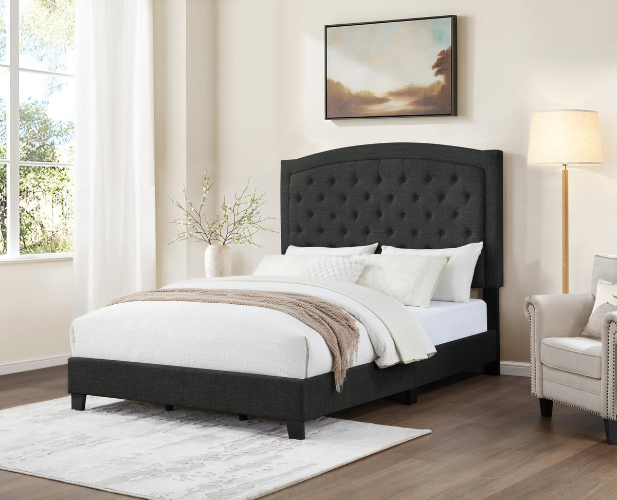 Charcoal Gray Upholstered Bed (All Sizes)