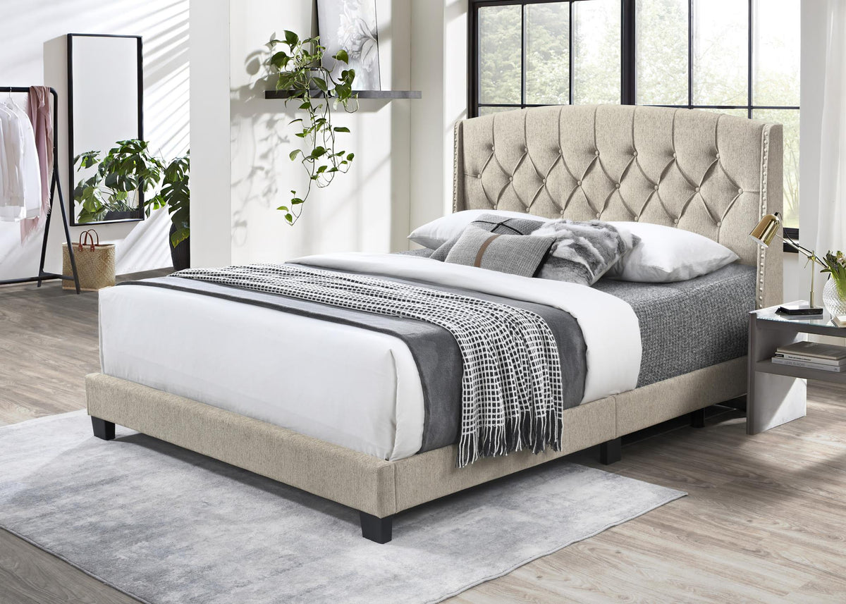 Beige Upholstered Bed (All Sizes)