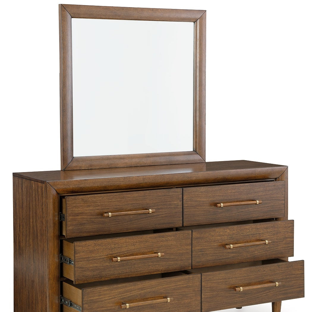 Lyncott Queen Upholstered Bed with Mirrored Dresser and Nightstand