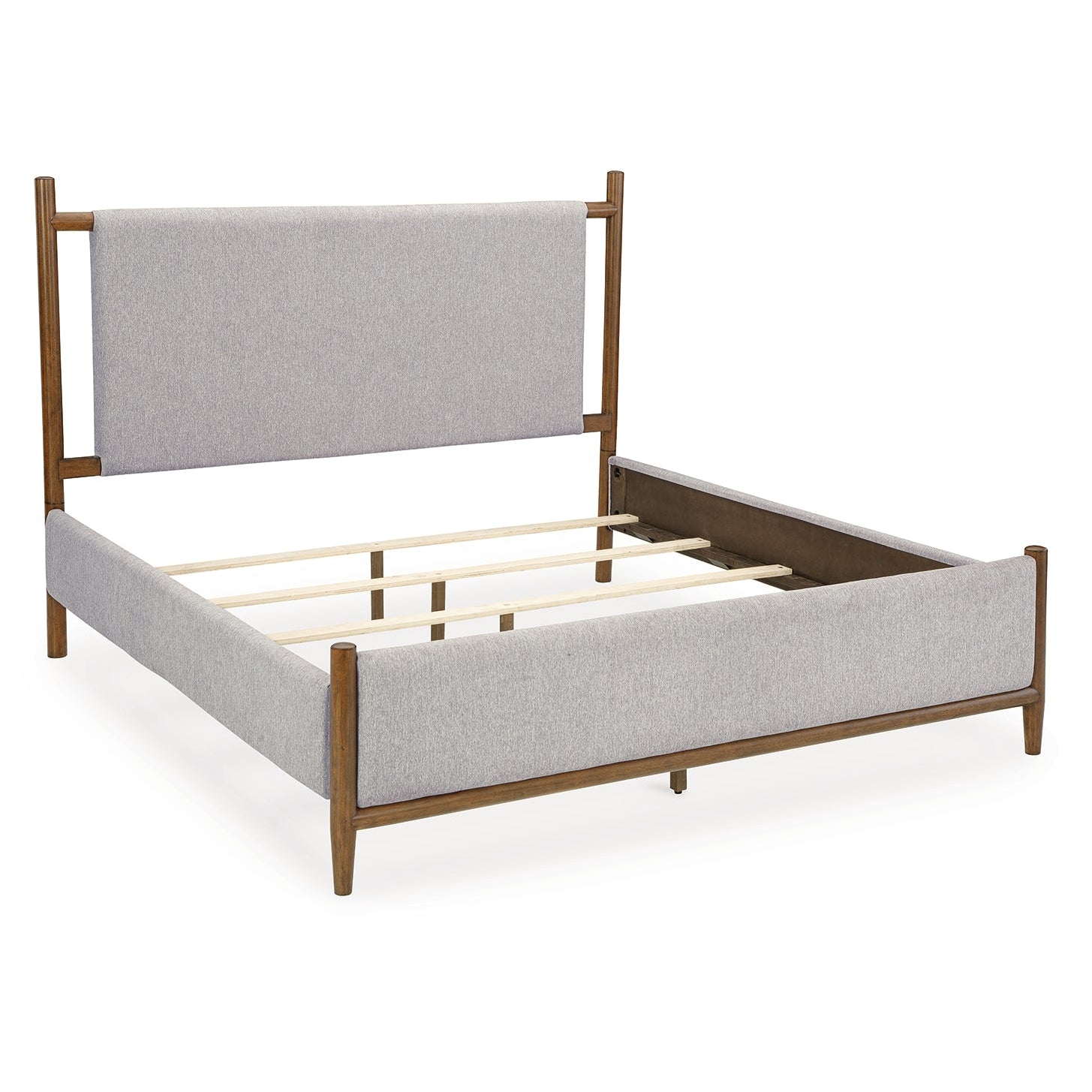Lyncott California King Upholstered Bed with Mirrored Dresser