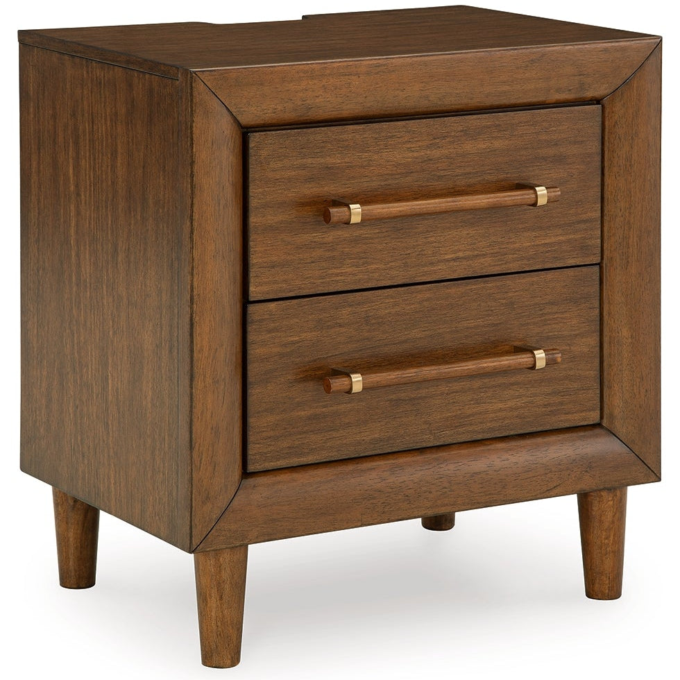 Lyncott Queen Upholstered Bed with Mirrored Dresser and Nightstand
