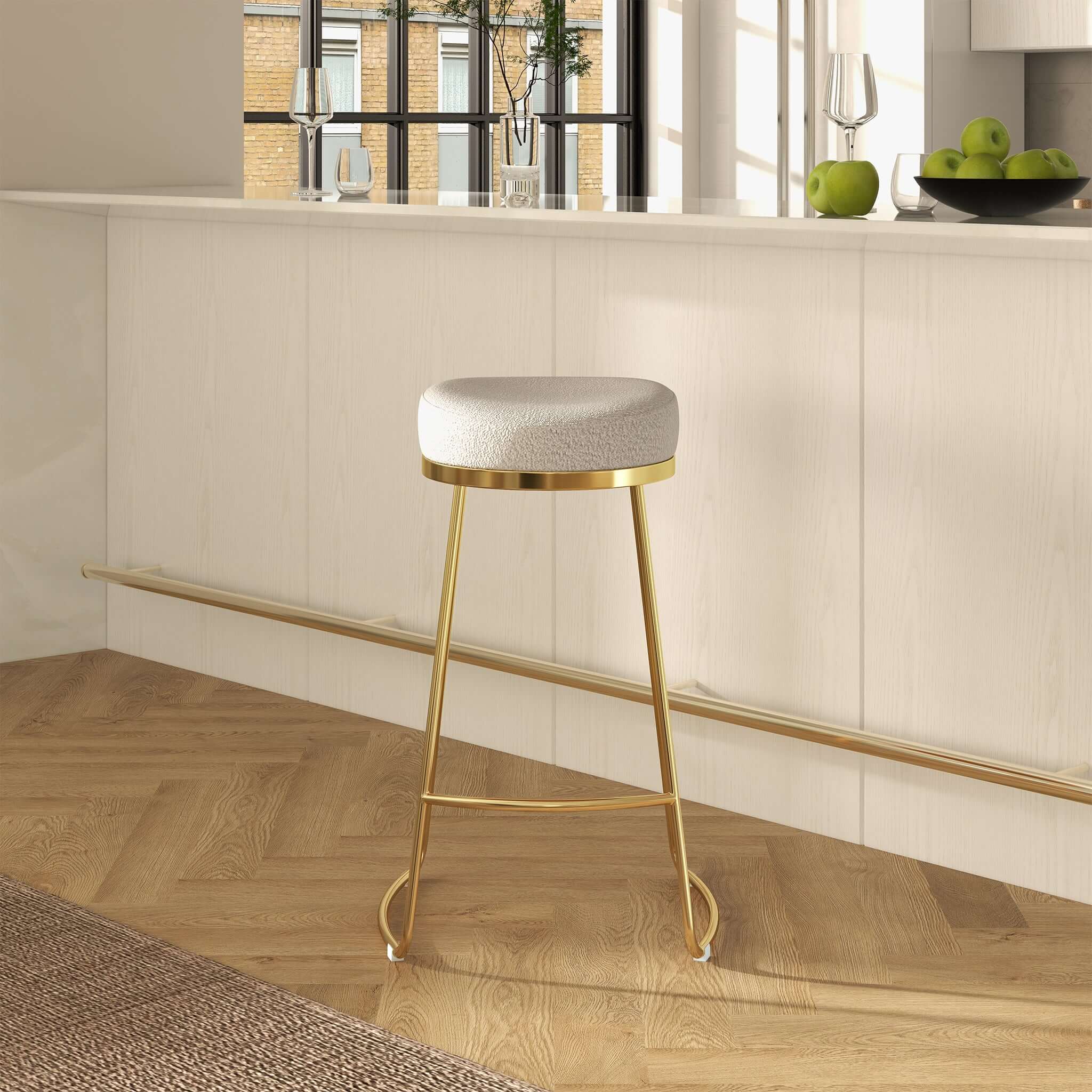 Atlas Beige Boucle Counter Stool