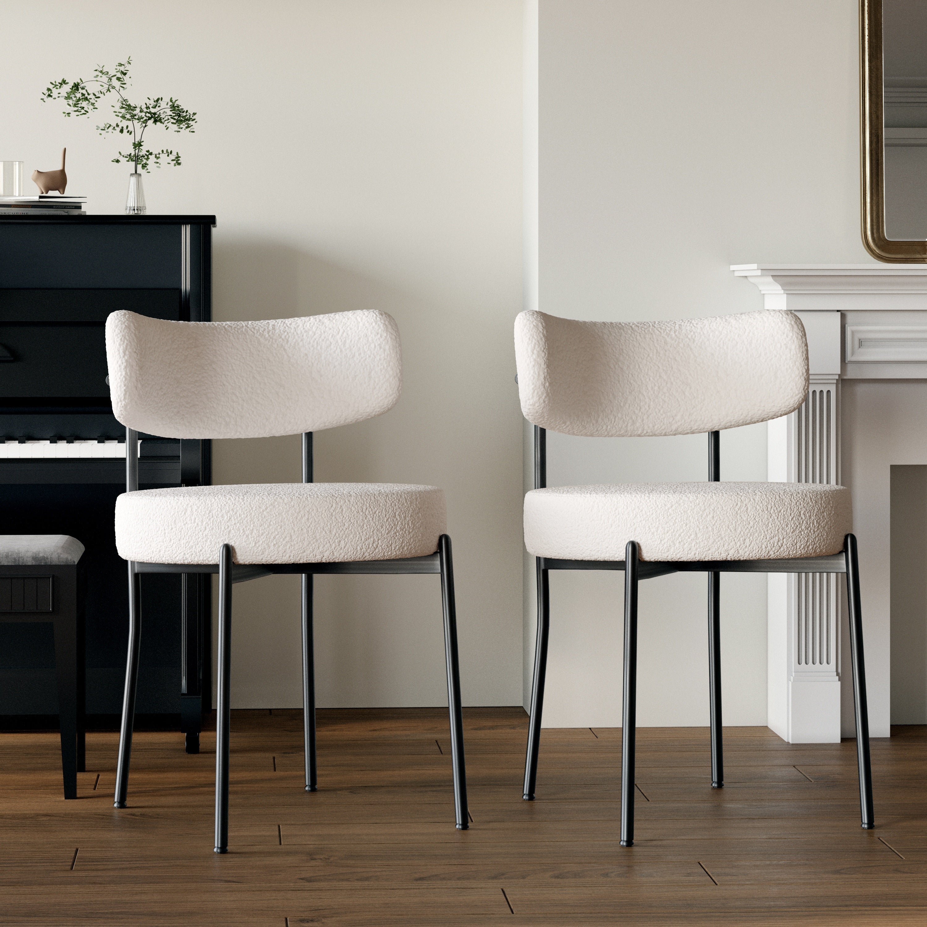 Besta Modern White Velvet Dining Chair - Set of 2