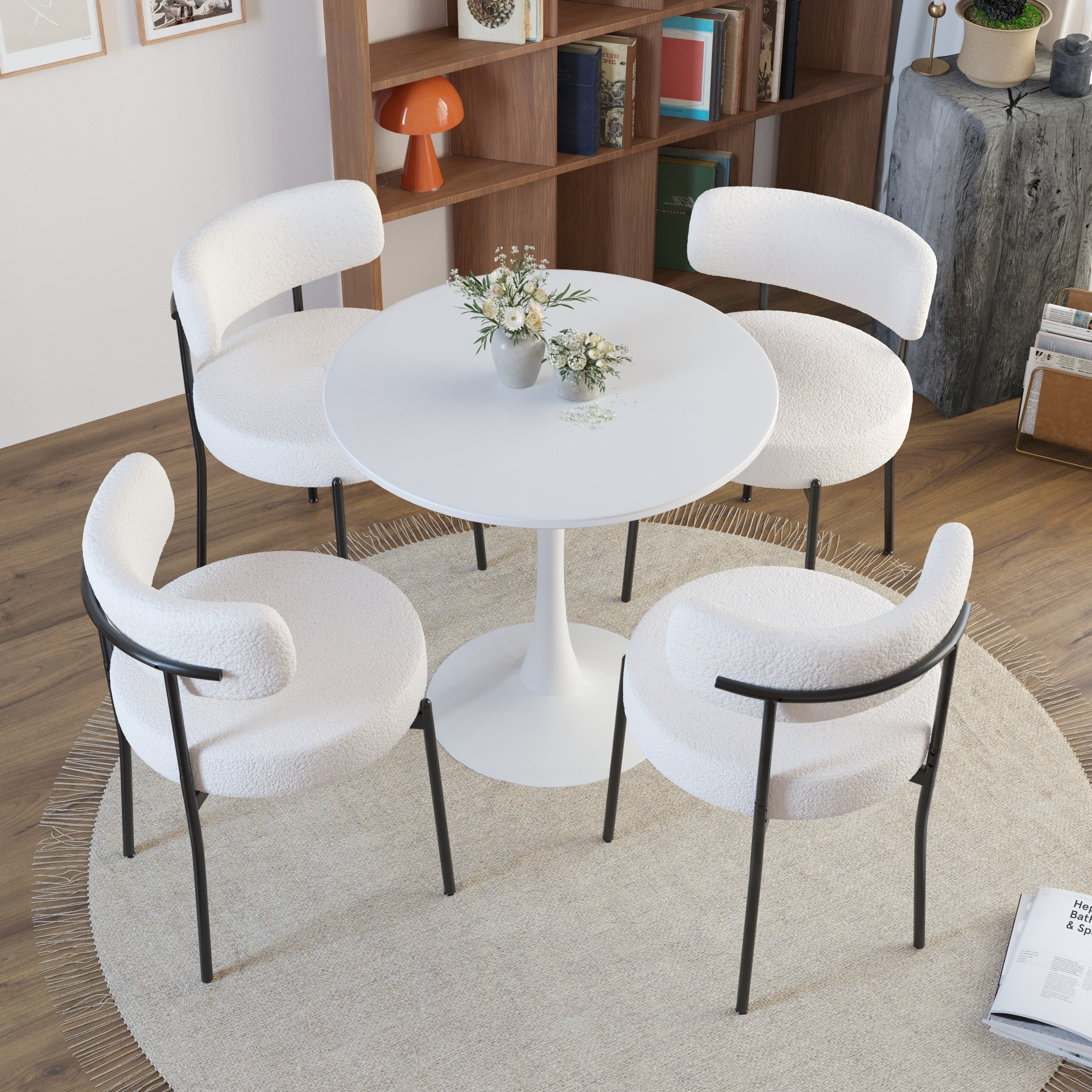 Besta Modern White Velvet Dining Chair - Set of 2