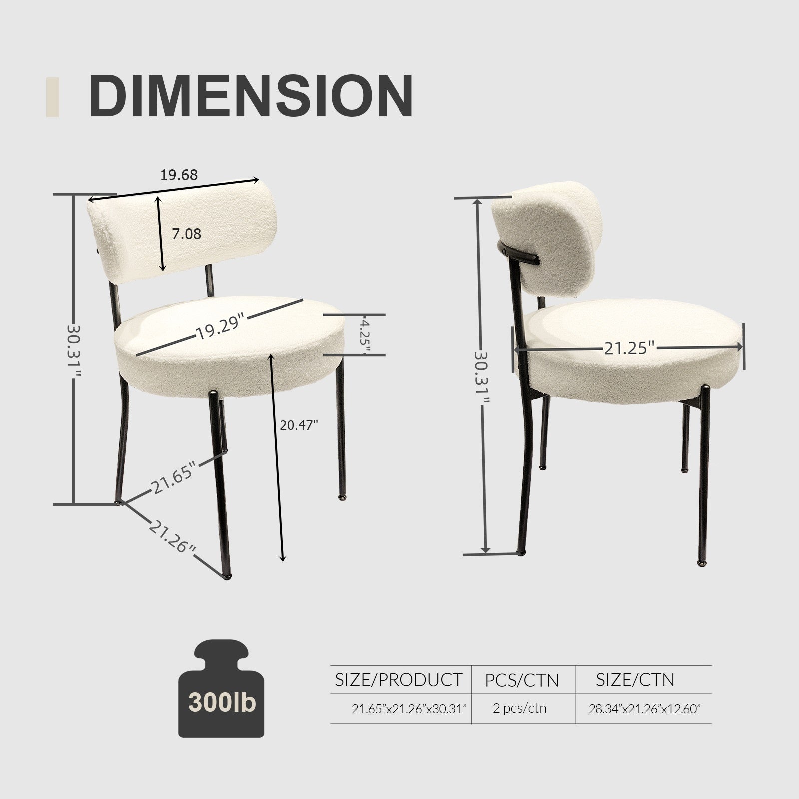 Besta Modern White Velvet Dining Chair - Set of 2