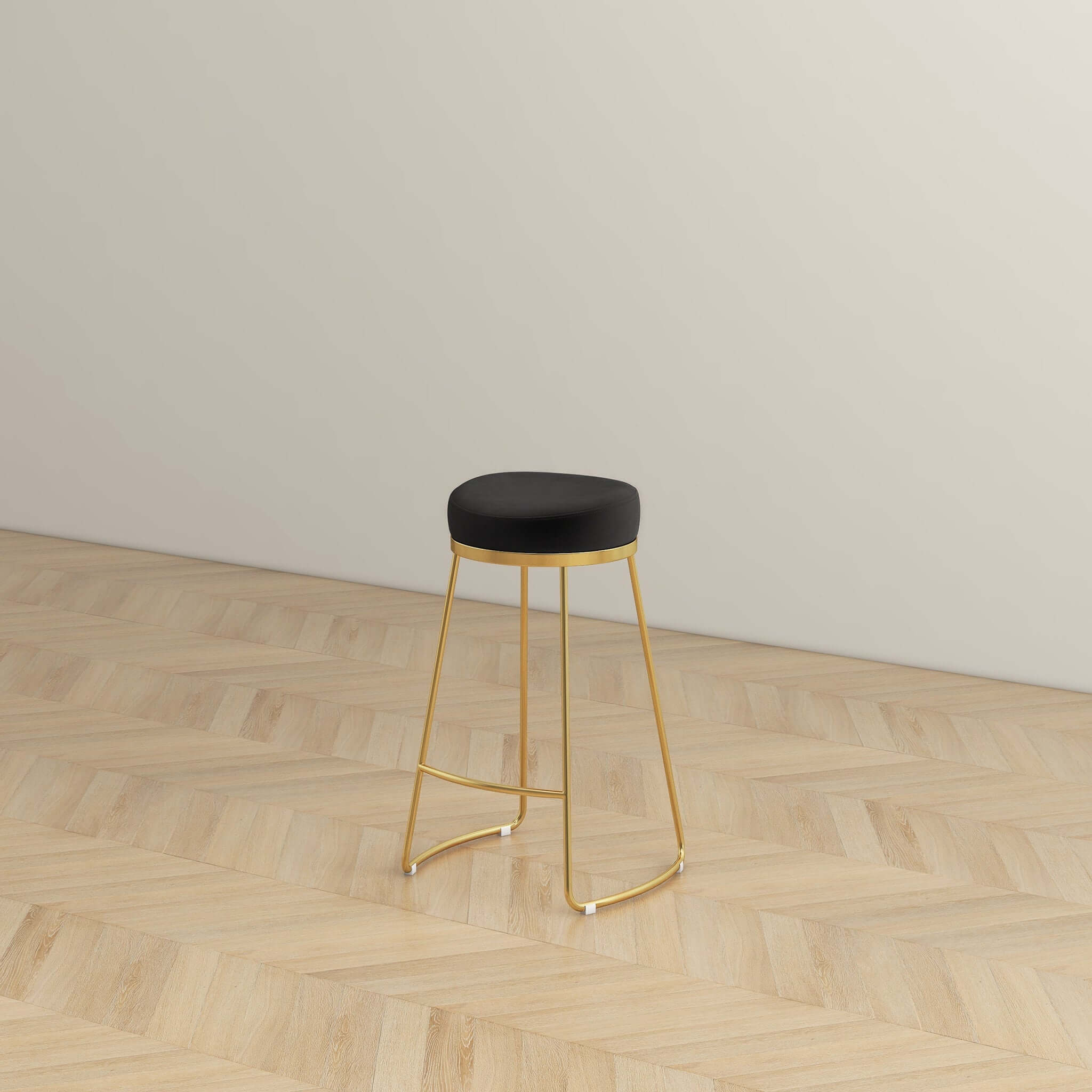 Atlas Black Velvet Counter Stool