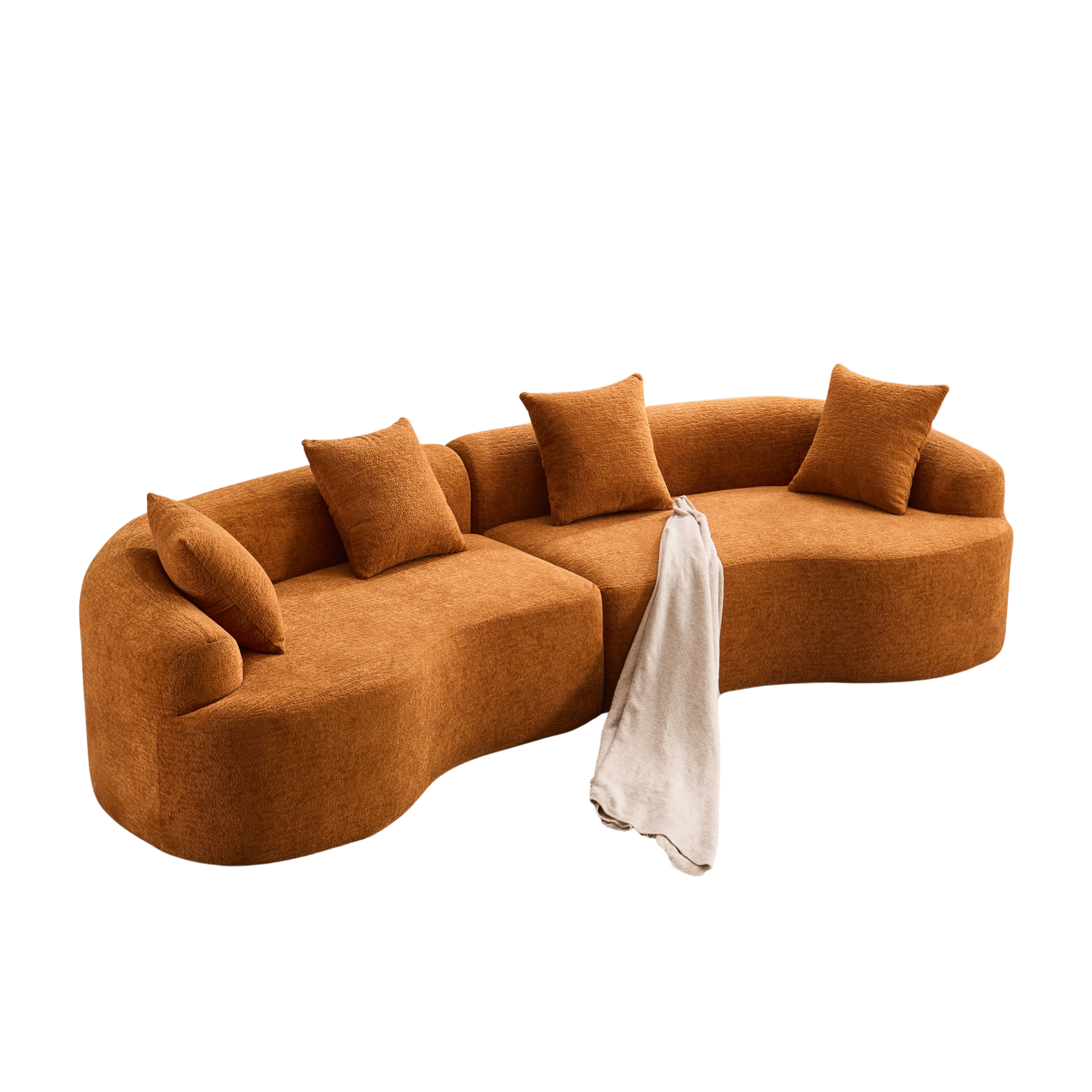 Branch Compression Sponge Sofa Orange Curved Modular Sectional