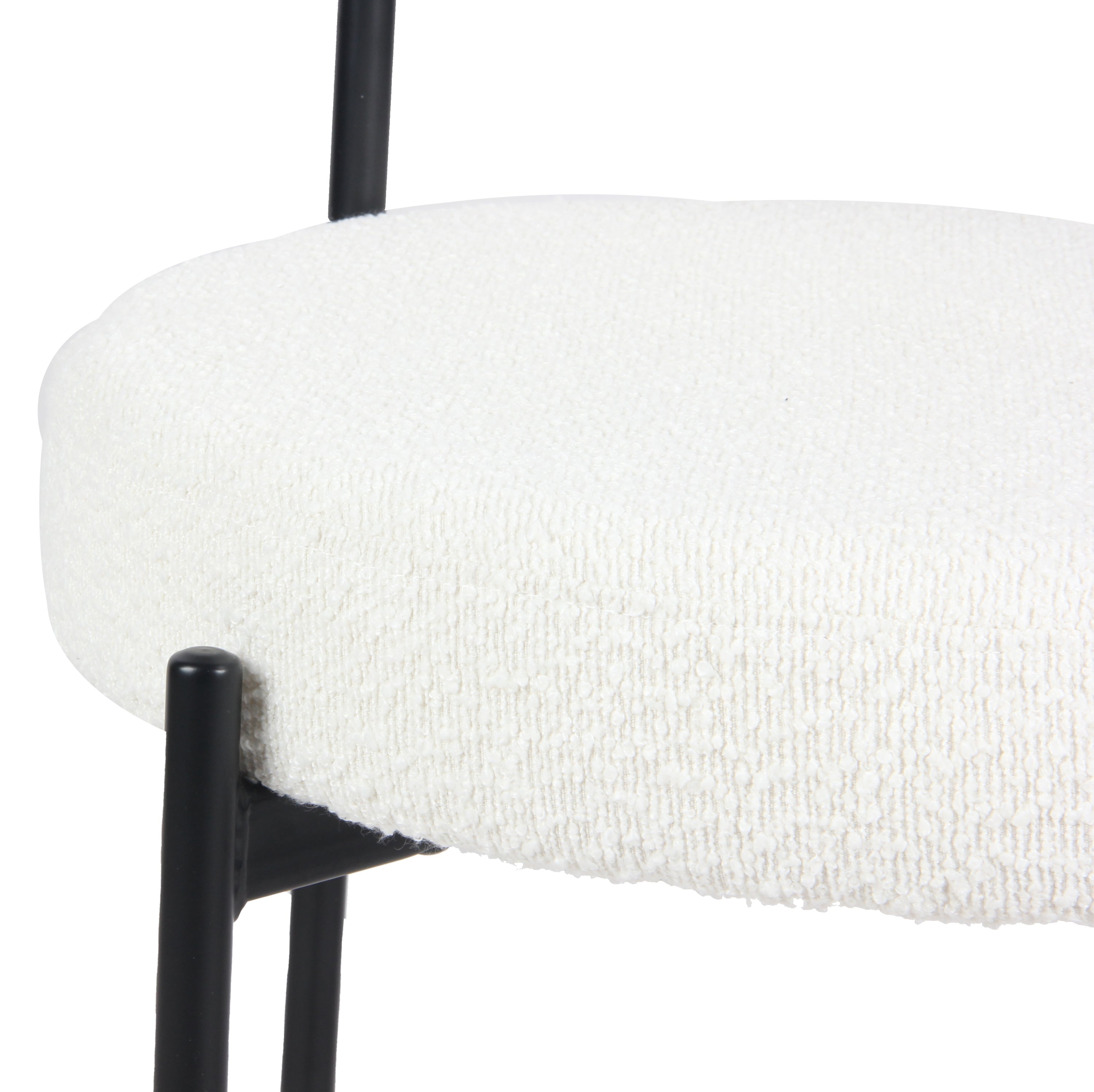 Burbank Modern Round White Boucle Dining Chairs - Set of 2