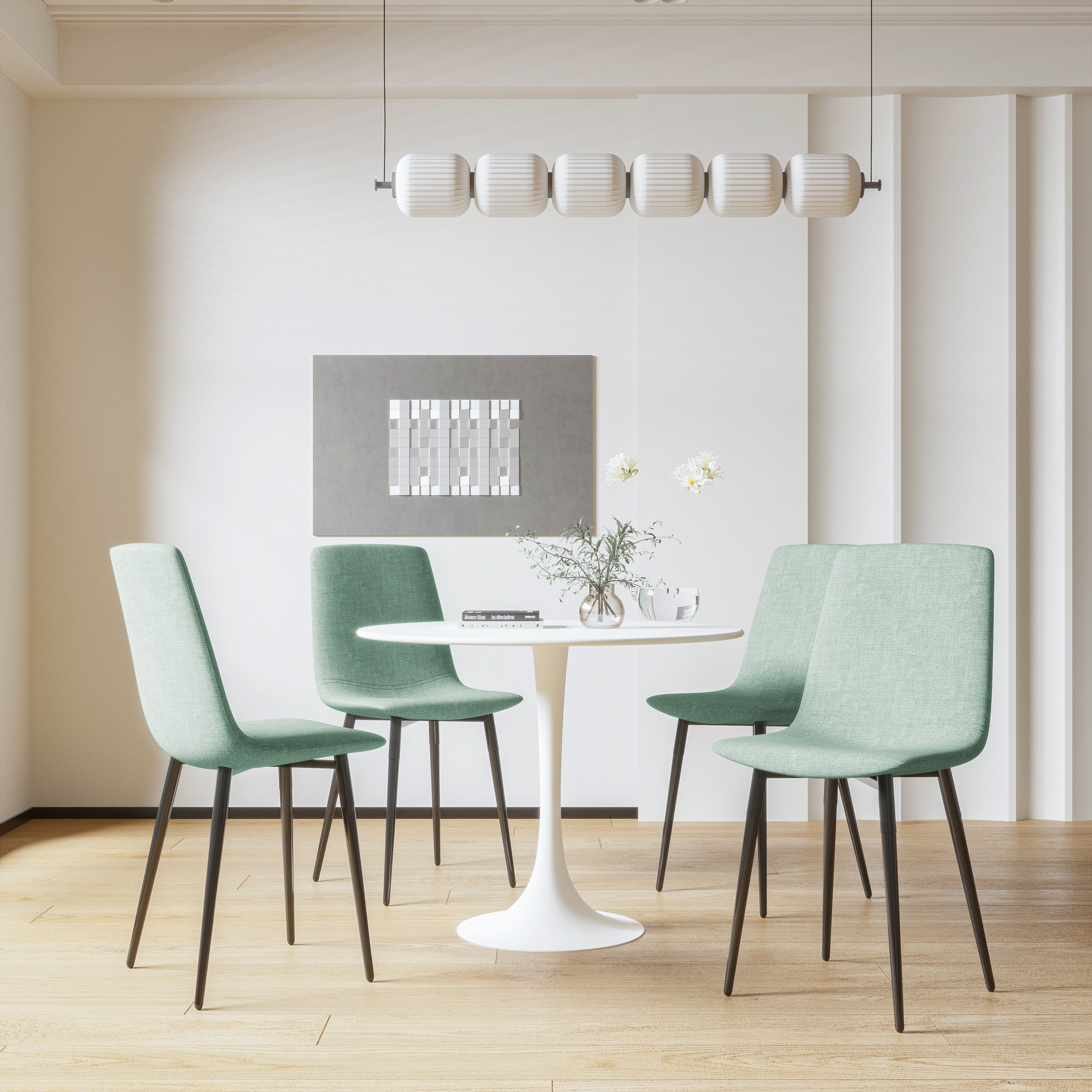 Chasinfield Mid-Century White Round Dining Table with MDF Table Top