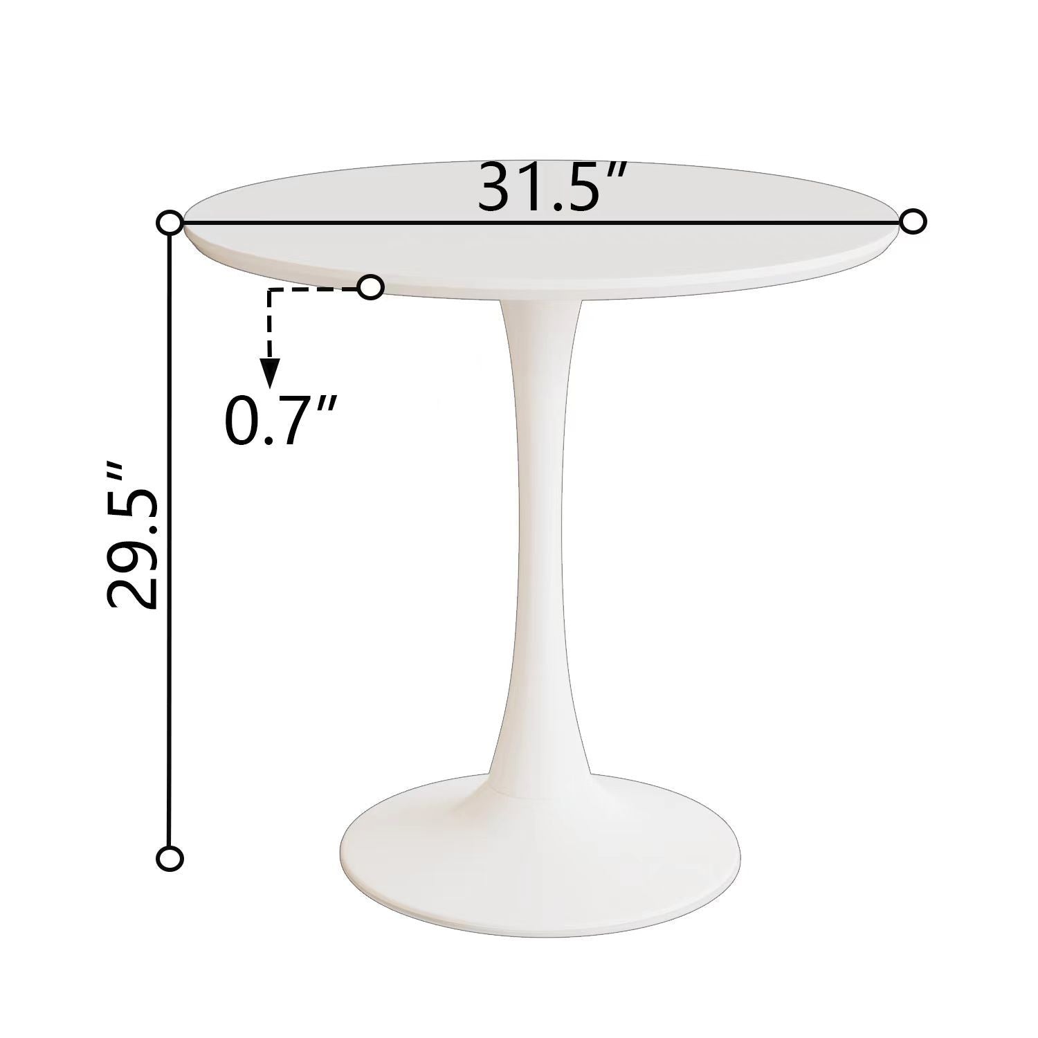 Chasinfield Mid-Century White Round Dining Table with MDF Table Top