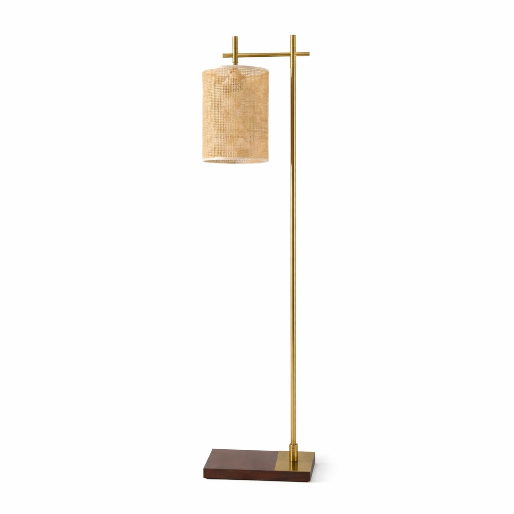 Comet Bamboo Lampshade Floor Lamp - Dark Brown + Bronze