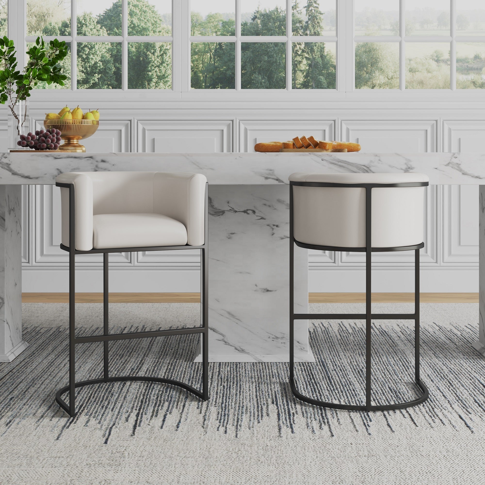 Cosmopolitan Modern Cream Vegan Leather Barstool