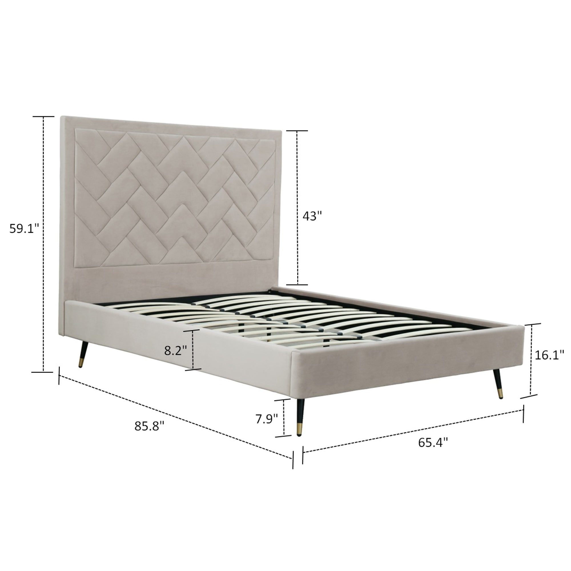 Crosby Queen-Size Bed in Greige