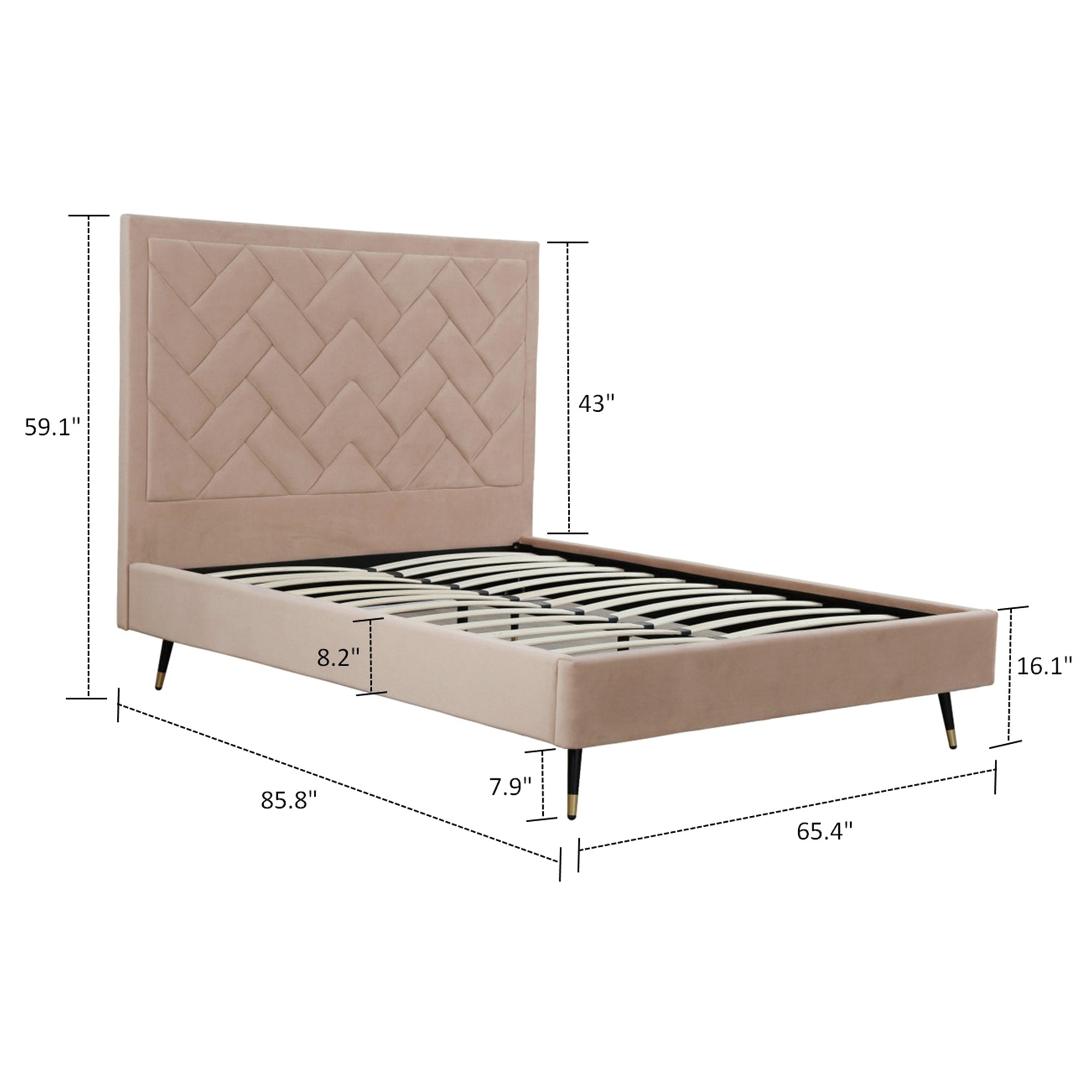 Crosby Queen-Size Bed in Nude