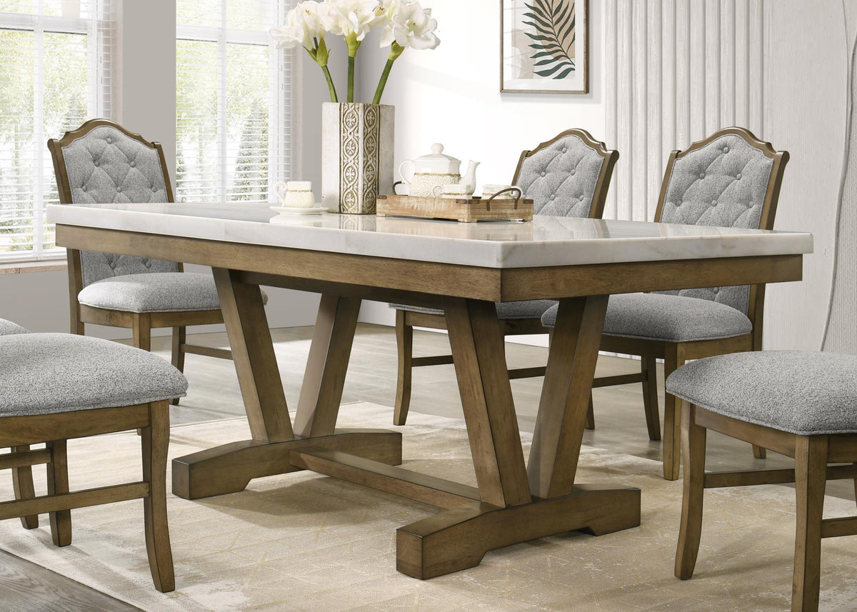 Dark Dry Brush Dining Set with Bianco Crown Marble Top