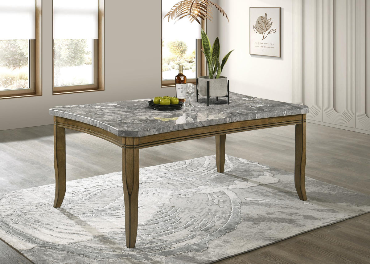 Dark Dry Brush Dining Set with Graystone Marble Top