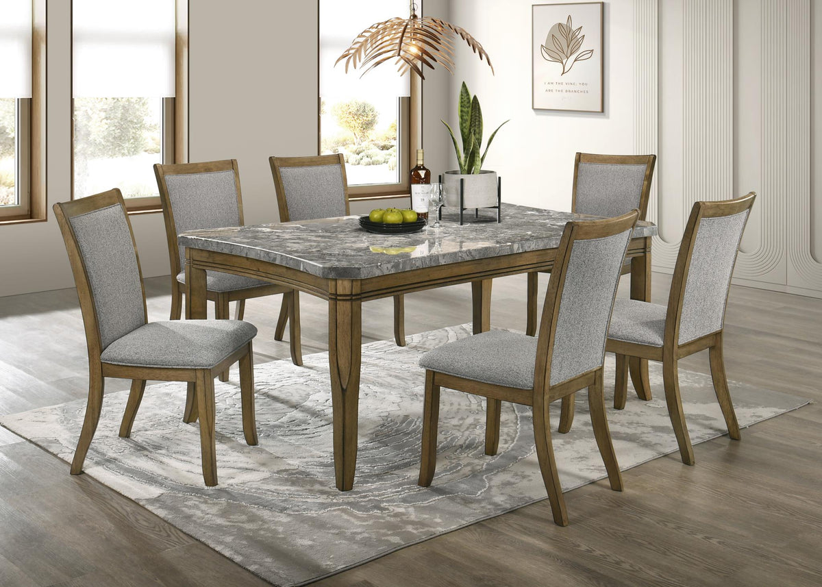 Dark Dry Brush Dining Set with Graystone Marble Top