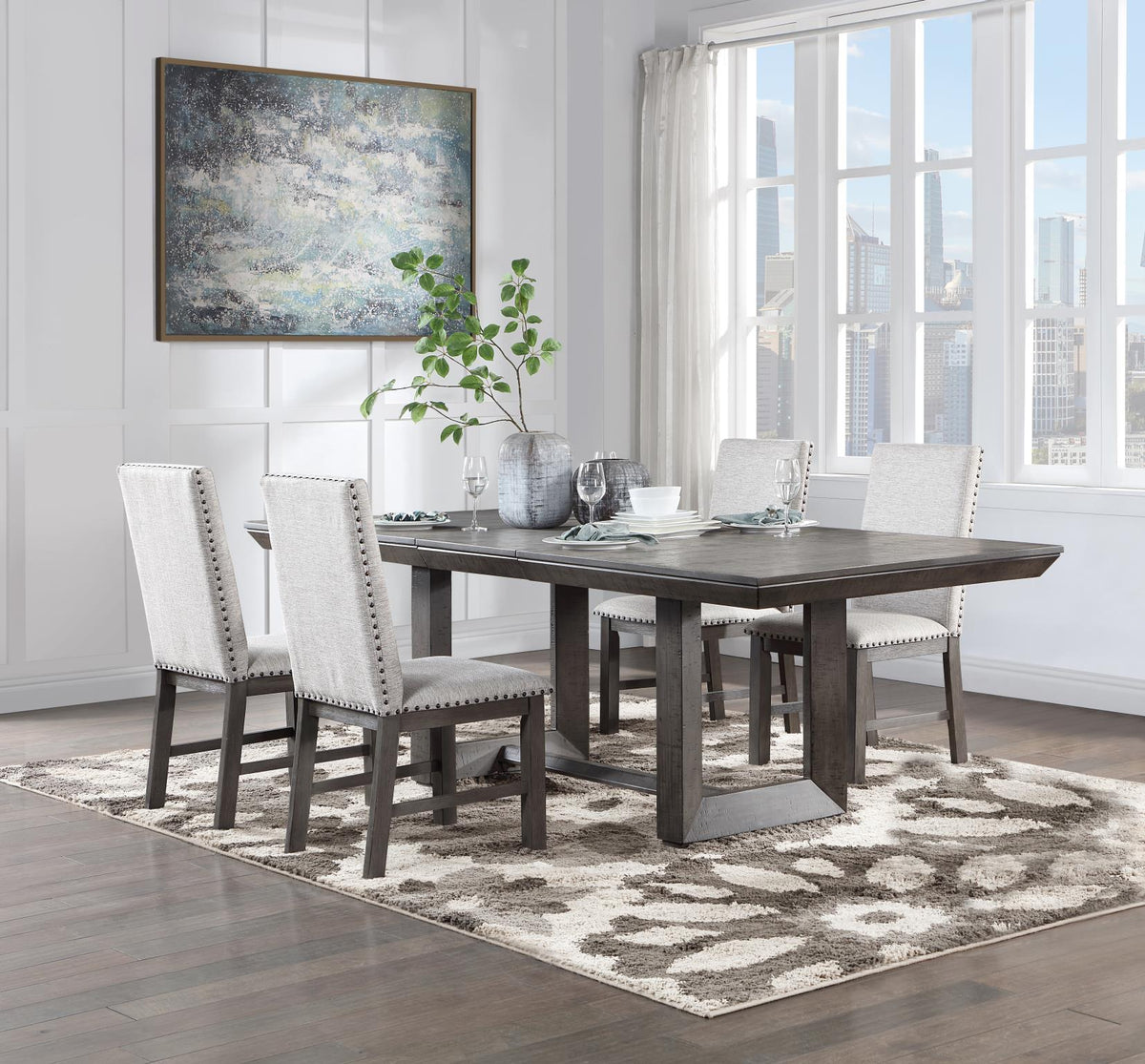 Gray Dining Table & Chair Set (D111)