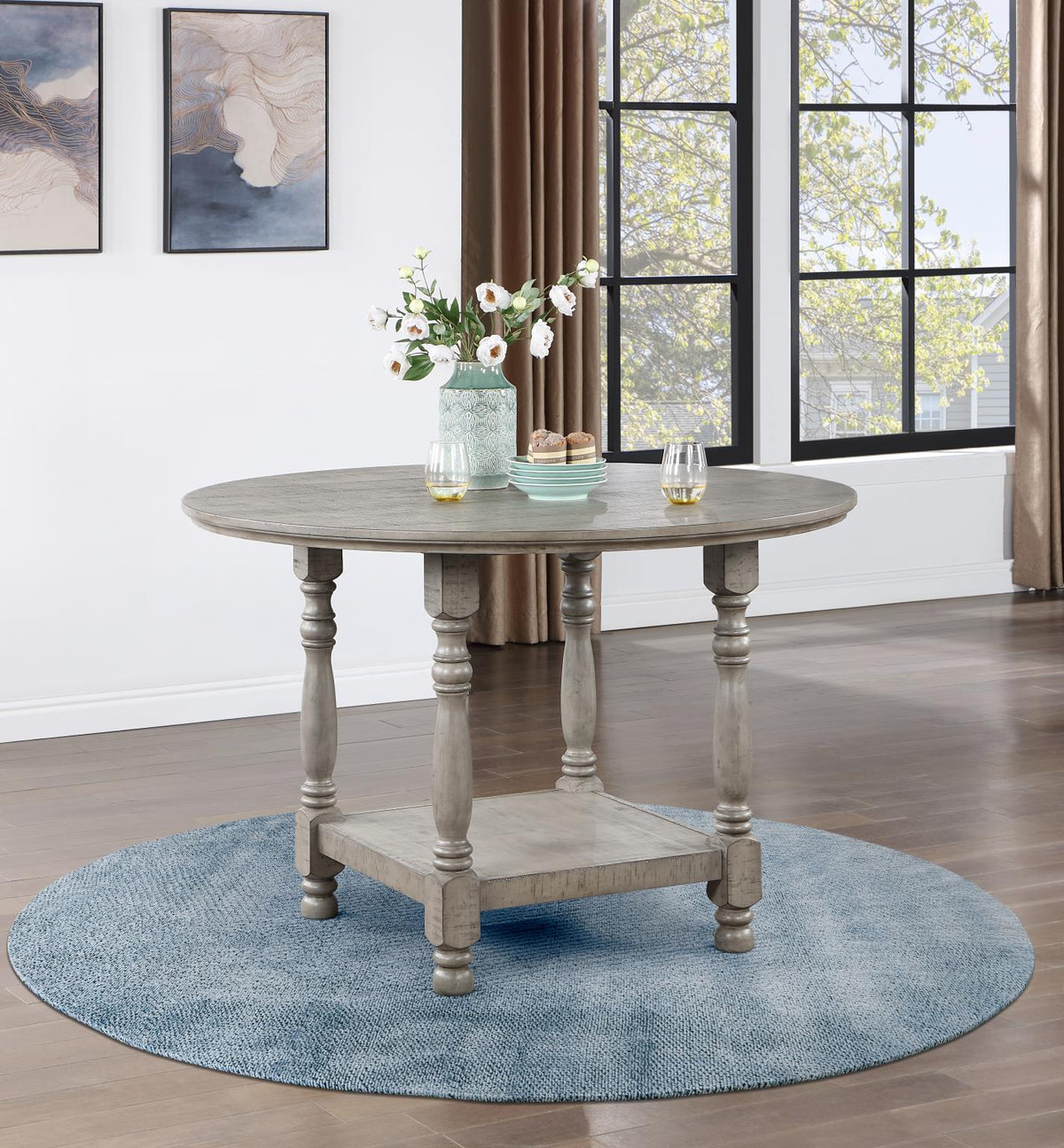 Gray Round Counter-Height Dining Set