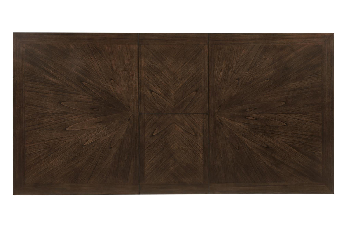 Cherry Dining Table with Light Gray Upholstered Chairs