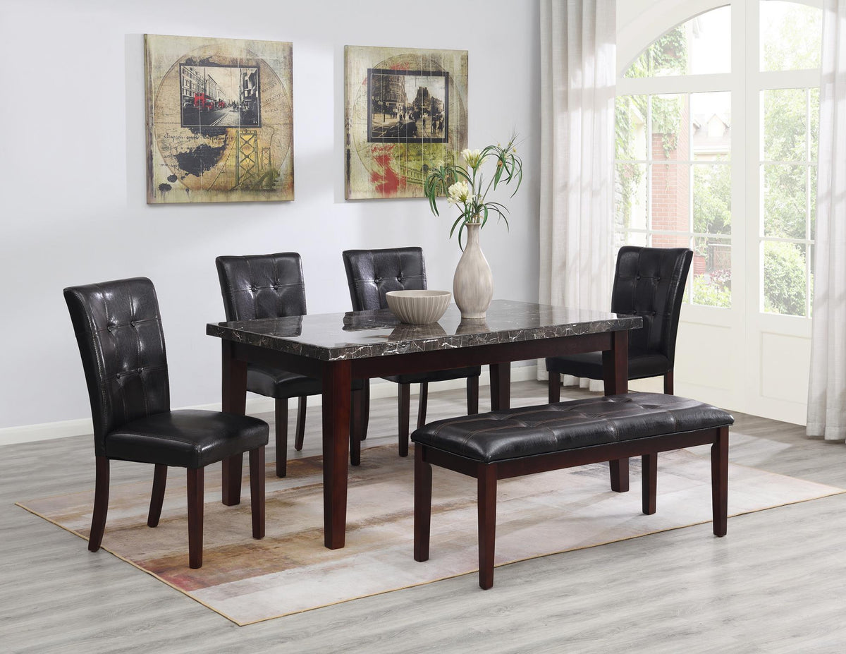 Marble Dining Set with Brown Chairs