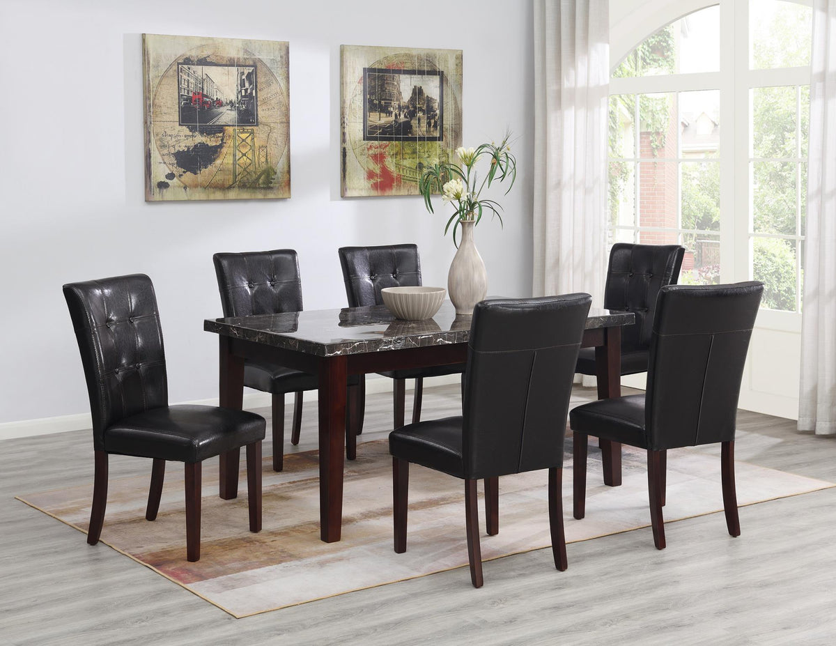 Marble Dining Set with Brown Chairs