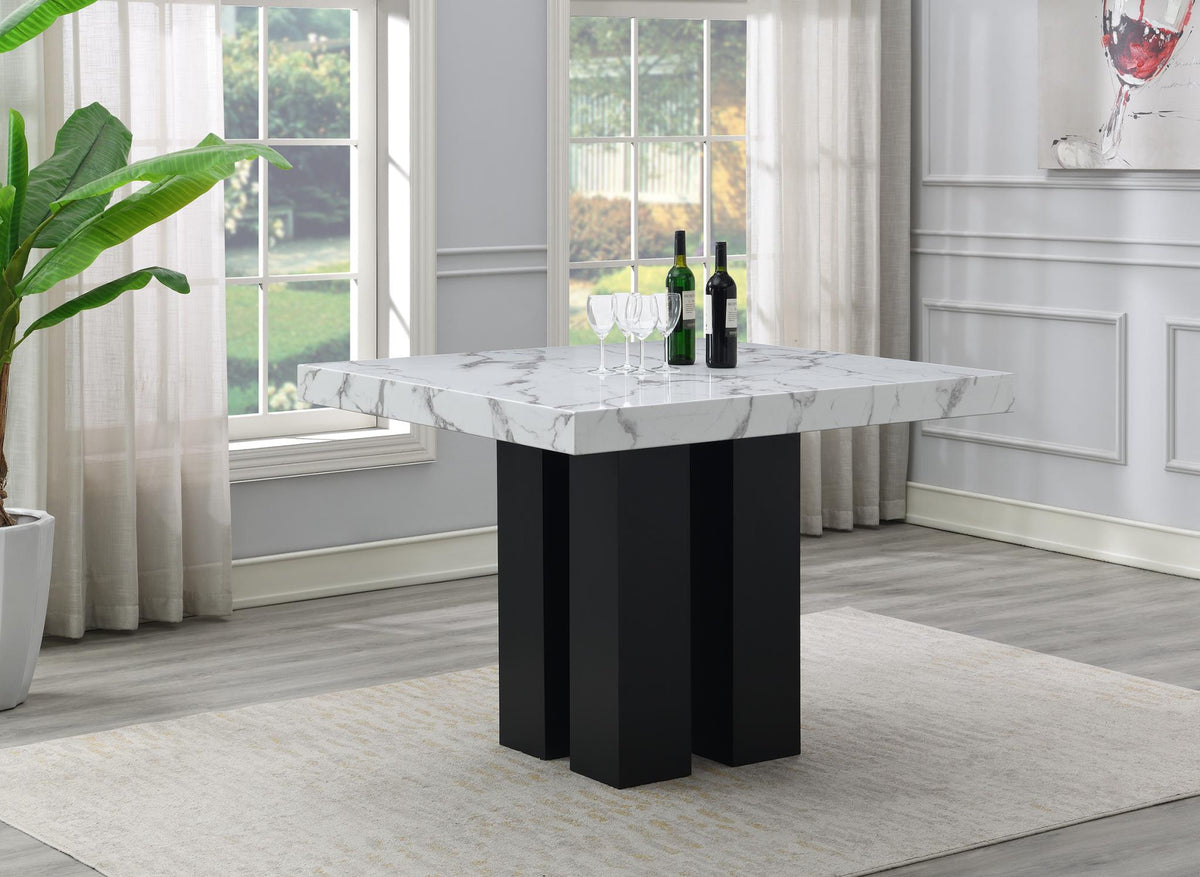 White Faux Marble Counter-Height Set (5 Chair Colors)