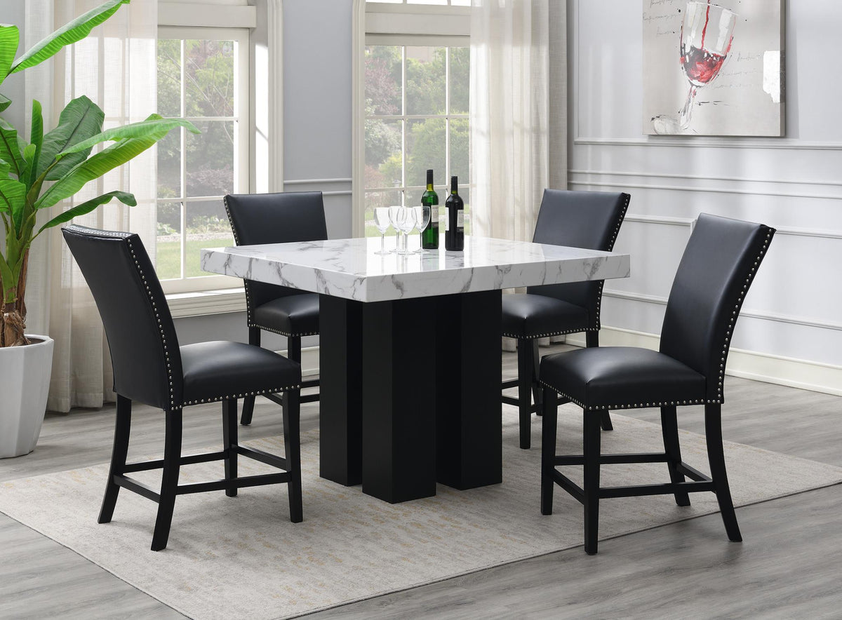 White Faux Marble Counter-Height Set (5 Chair Colors)