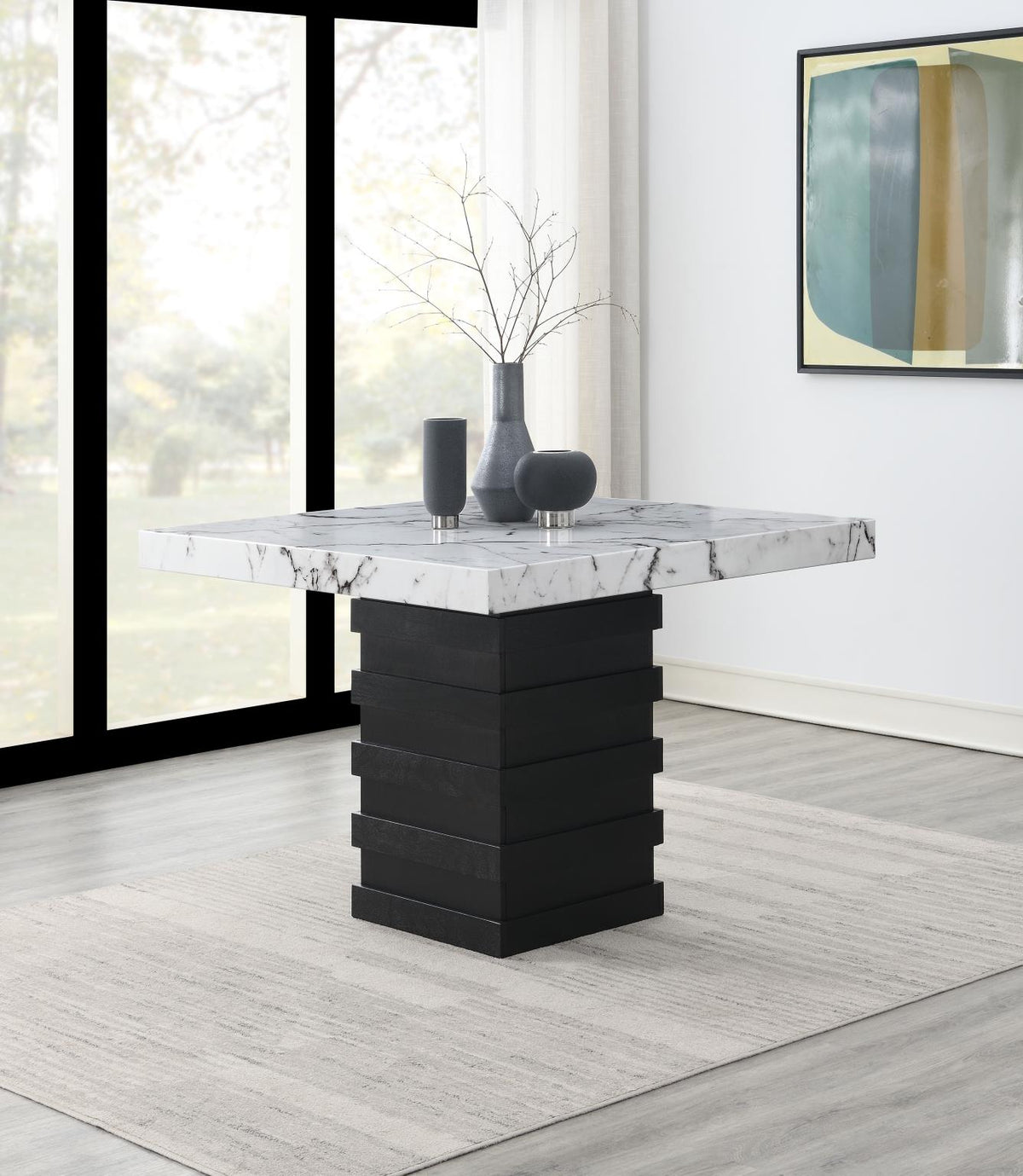 White Counter-Height Dining Set (5 Chair Colors)
