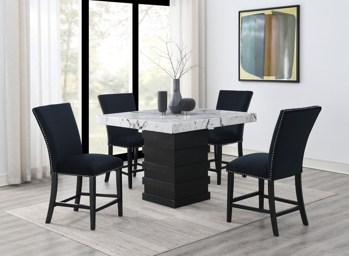 White Counter-Height Dining Set (5 Chair Colors)